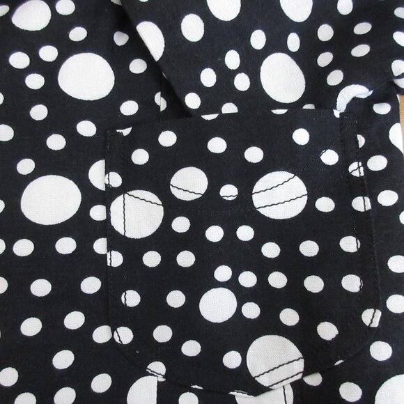 Arthur Levine Blazer Women 10P Petite Linen Blend Black White Polka Dot Lined - Picture 7 of 9